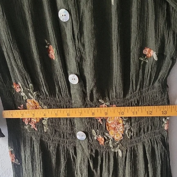 Fig and Flower Dark Green Floral Maxi Tiered Dress XL